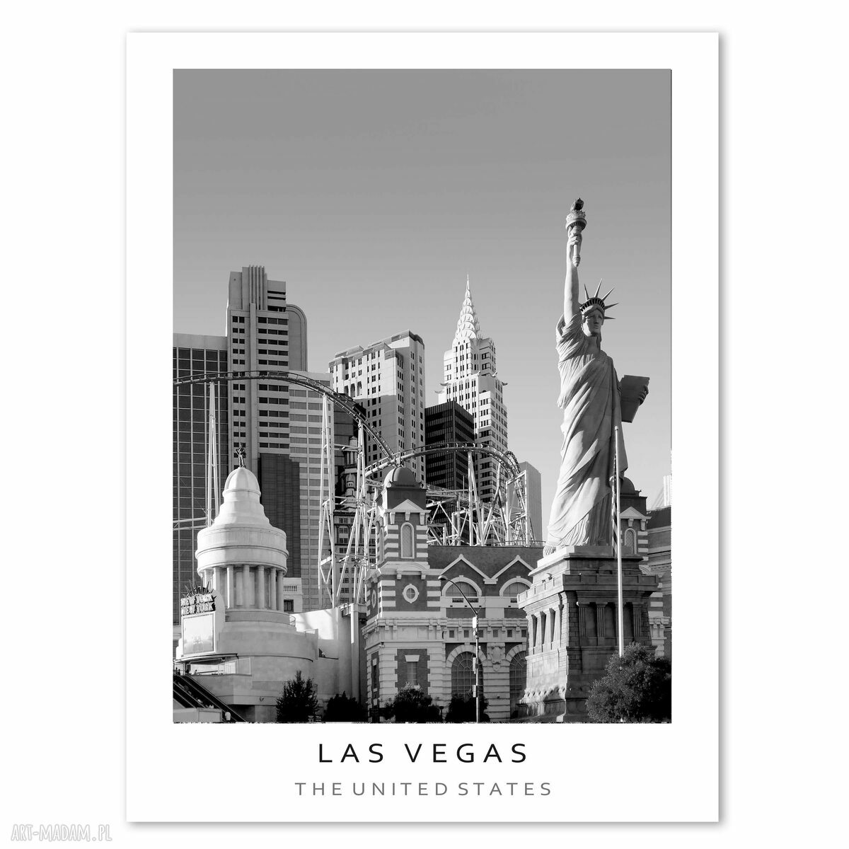 Plakat czarno-biały Las Vegas 40x50 cm (8-2-0018)