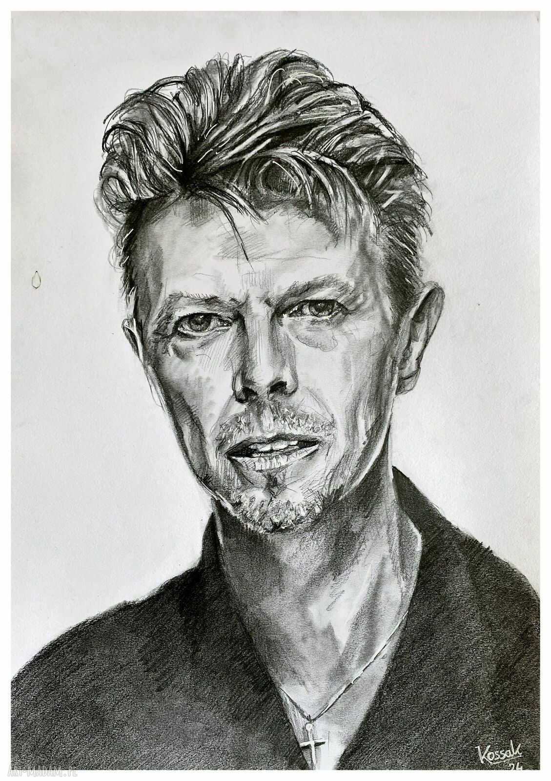 Plakat David Bowie A3 - seria Ikony (rysunek ołówkiem)