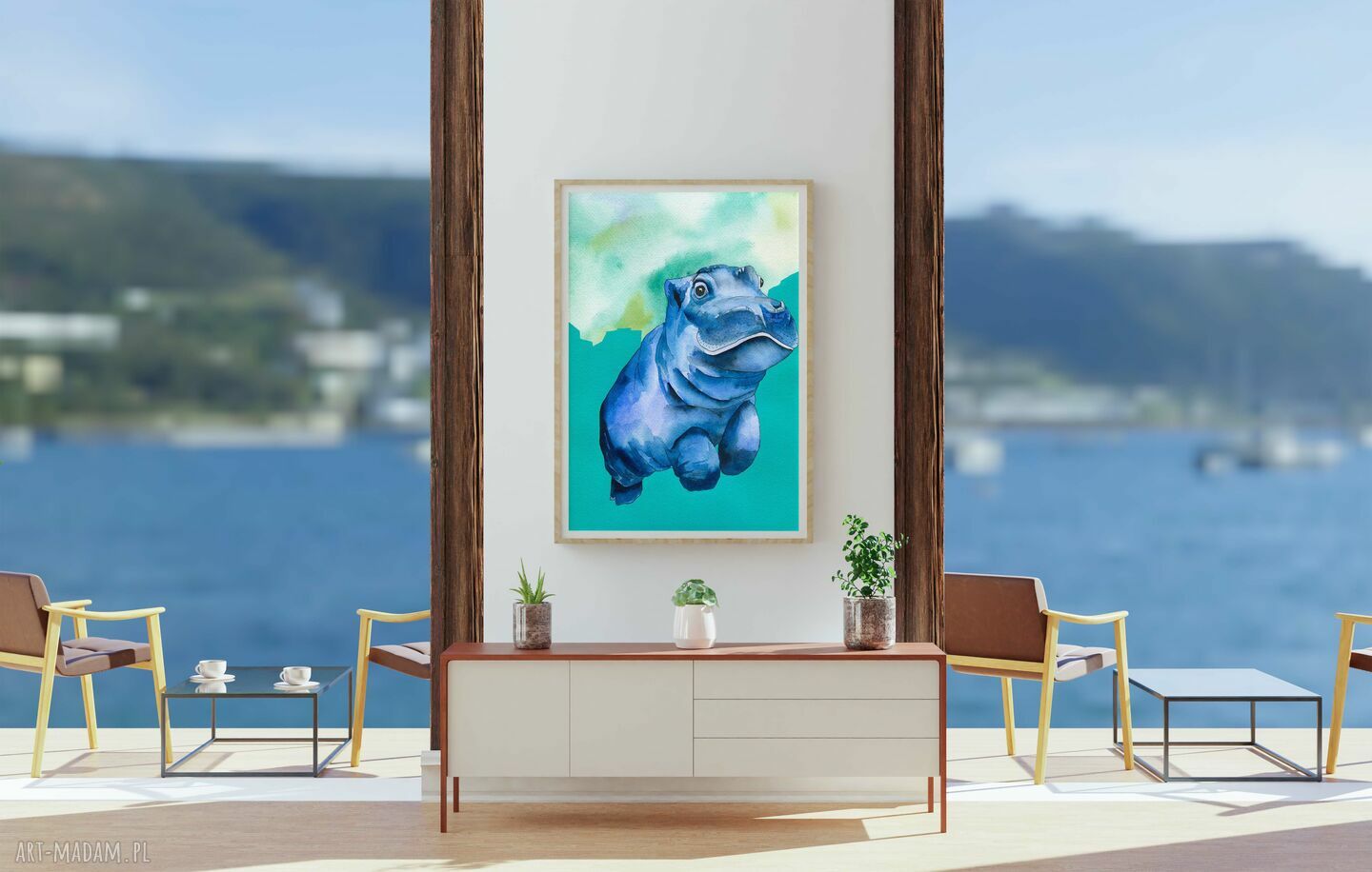 Plakat dekoracyjny A3 Hipopotam