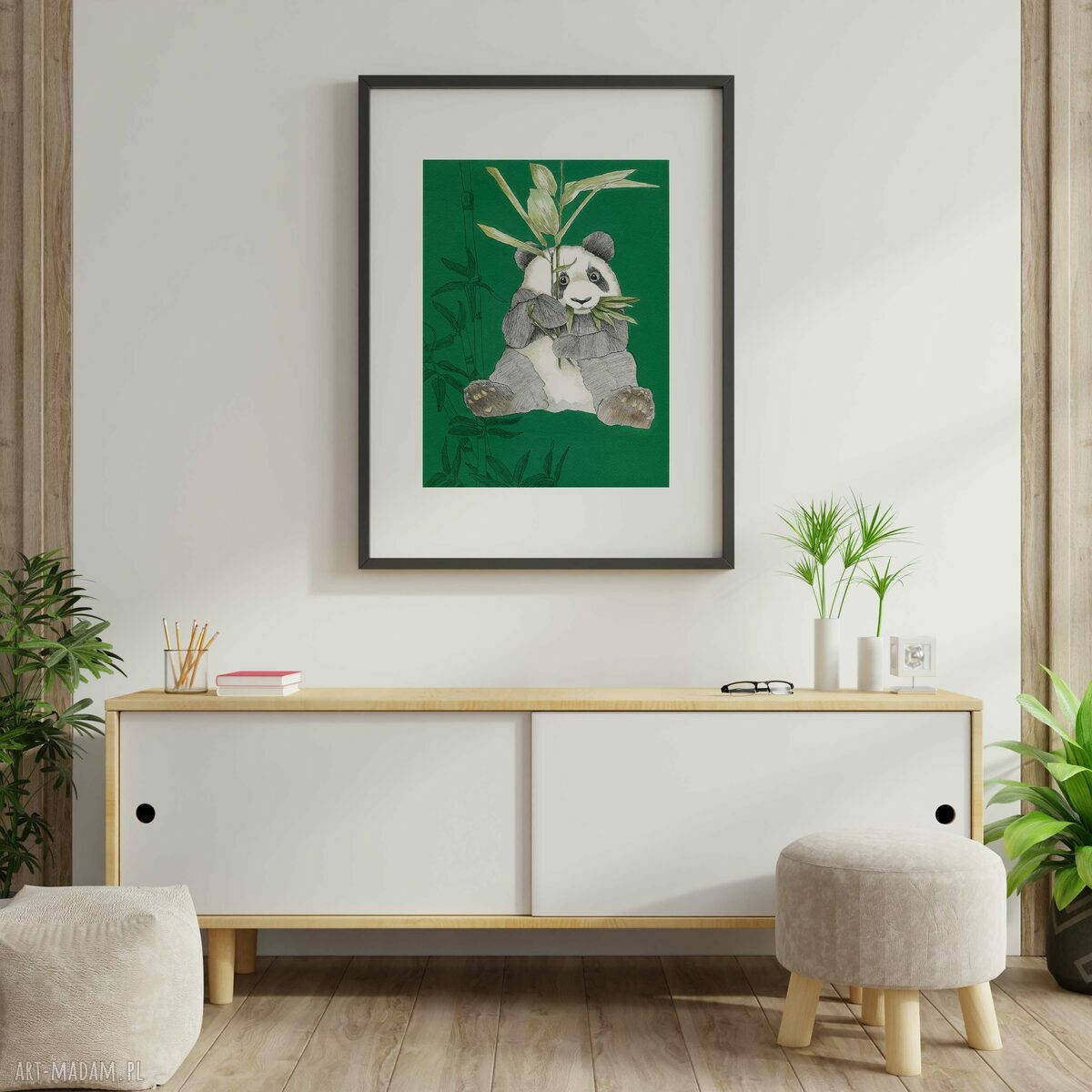 Plakat dekoracyjny A3 Panda - akwarelowa ozdoba do salonu i pokoju dziecka