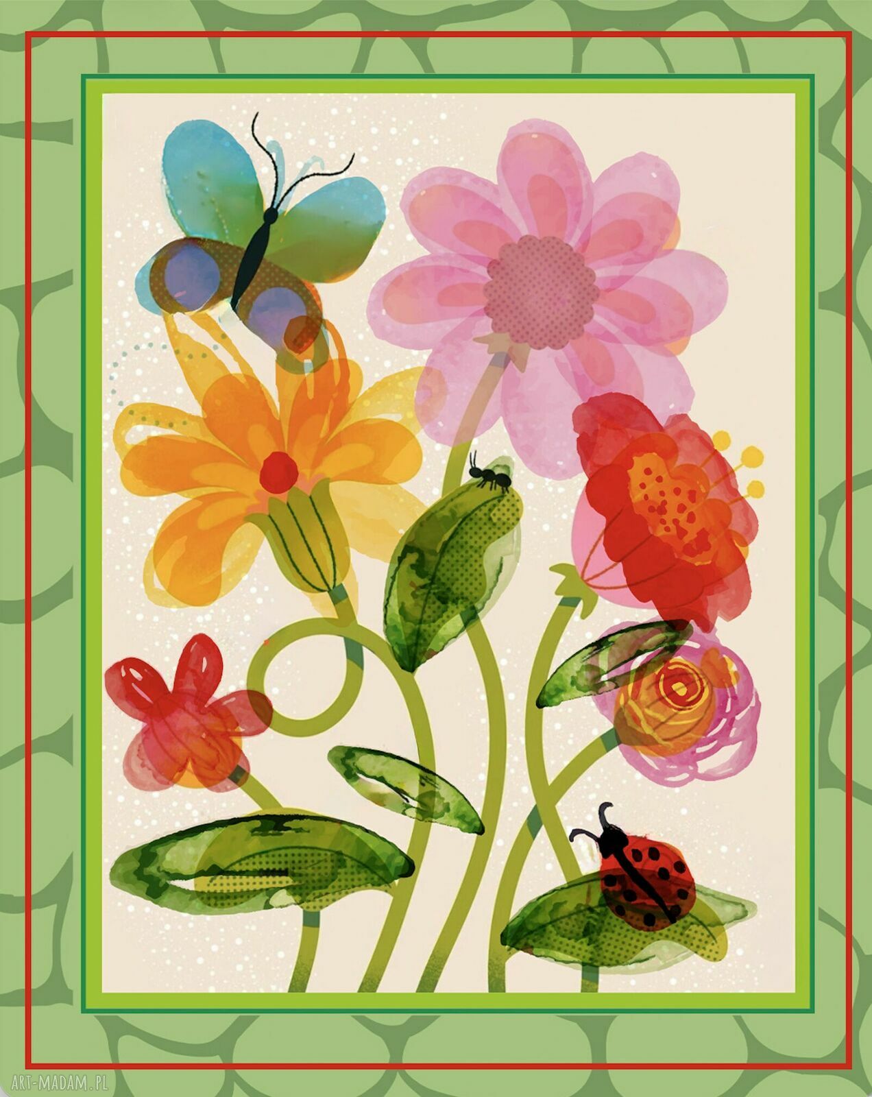 Kolorowy plakat dziecięcy z motywem łąki 30x40 cm