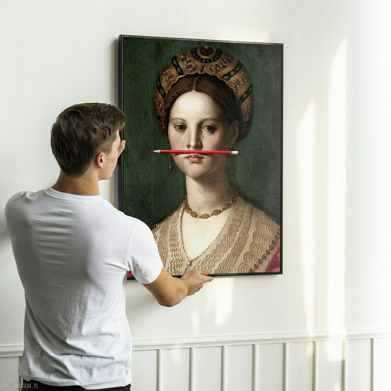Plakat Dziewczyna z ołówkiem 40x50 cm - elegancki plakat do salonu
