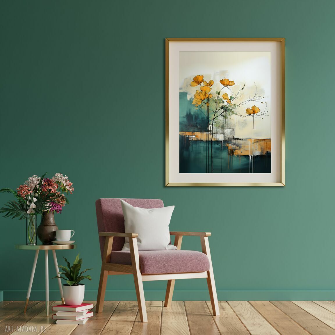 Abstrakcyjny plakat boho do salonu - florystyczny minimalizm 40x50 cm