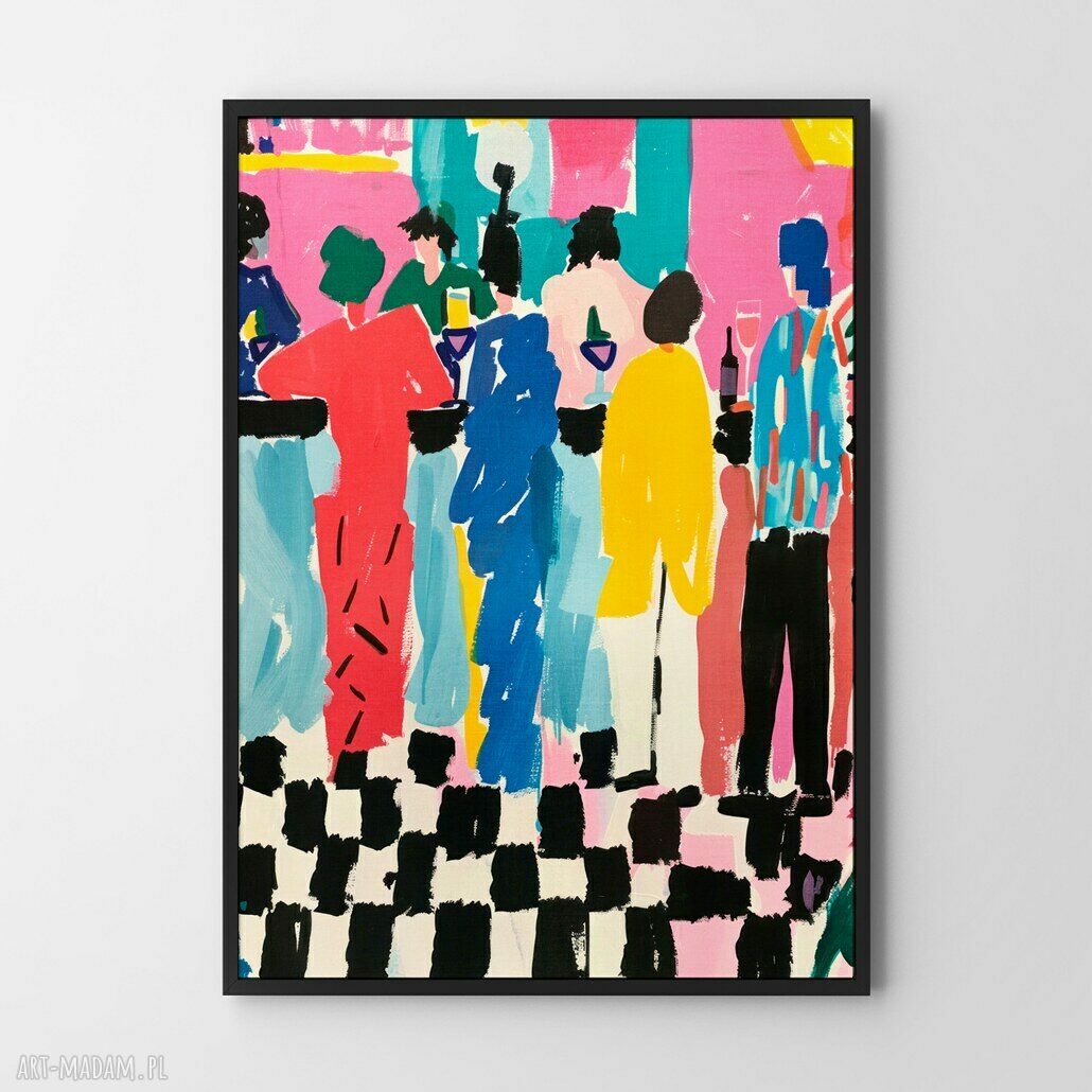 Plakat Gra w szachy - format A4 - kolorowa ilustracja geometryczna