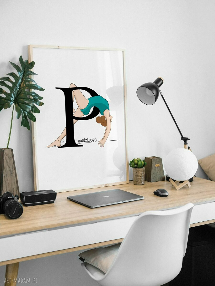 Plakat ilustrowany A3 P jak Prawdziwość - joga