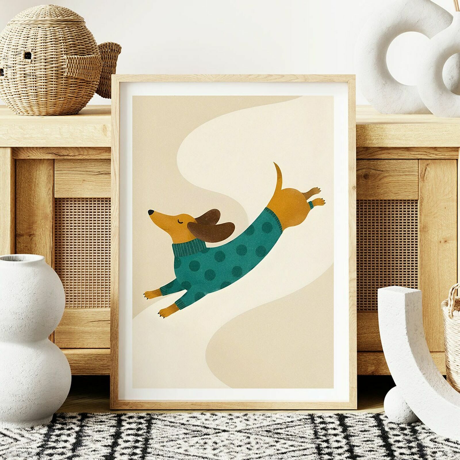 Plakat z jamnikiem - duża dekoracja ścienna 61x91 cm