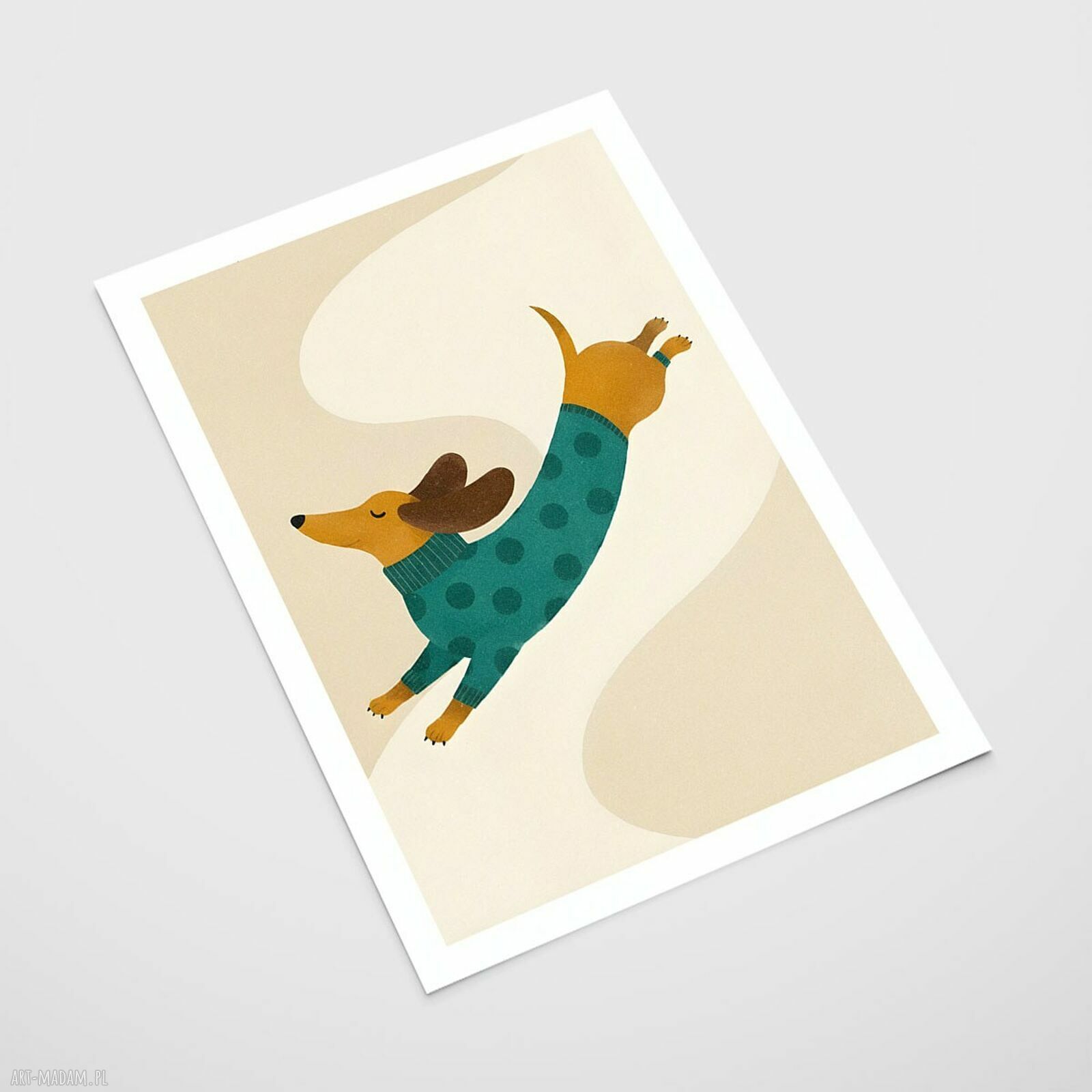 Plakat z jamnikiem 30x40 cm - zabawna ilustracja psa