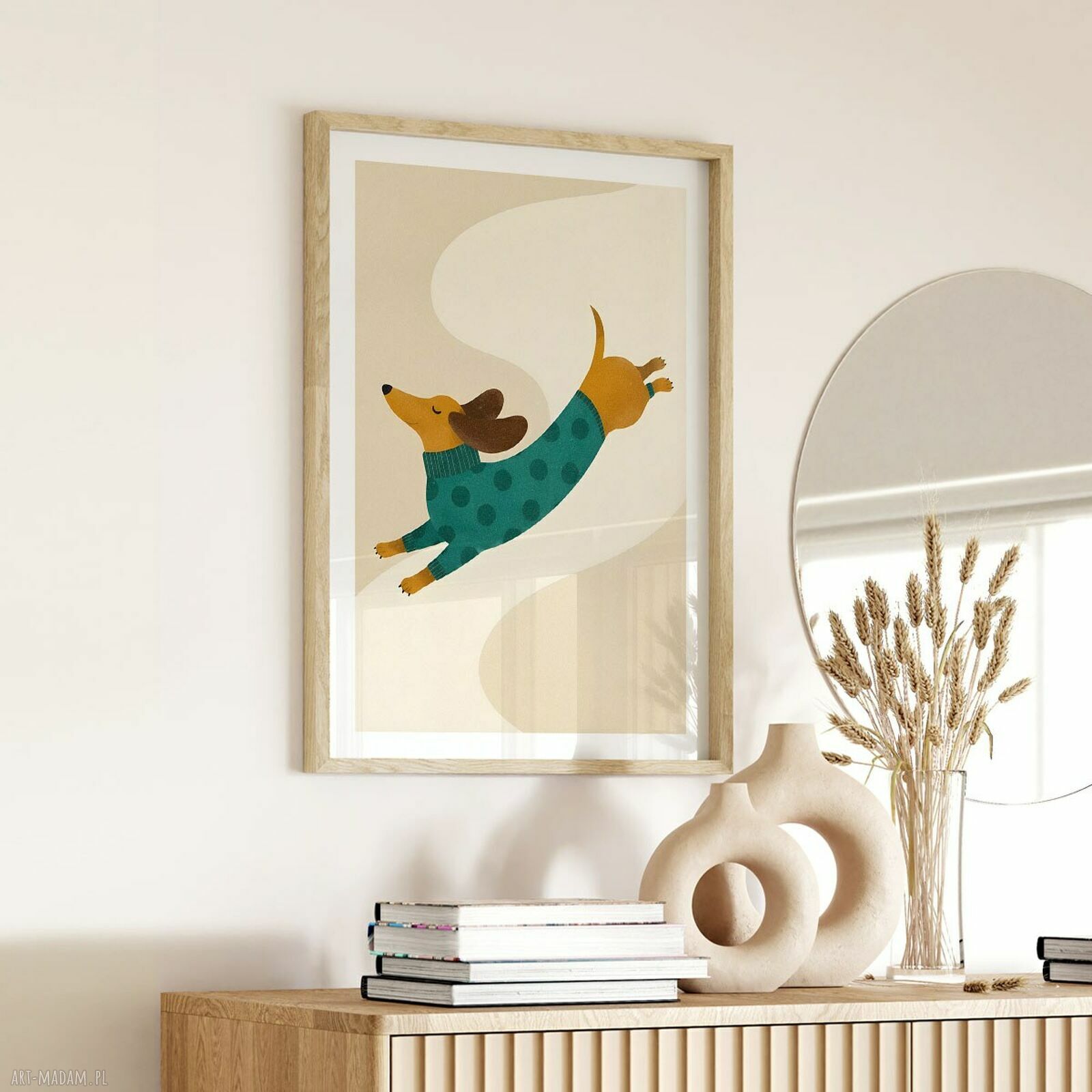 Plakat z jamnikiem 40x50 cm - dekoracja dla miłośniczki psów