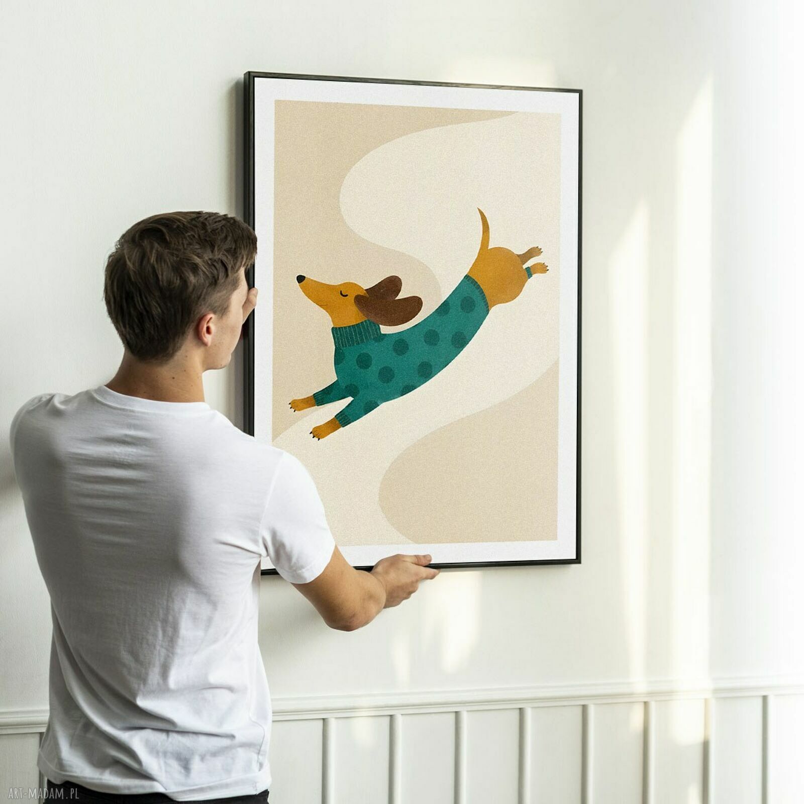 Plakat z jamnikiem 50x70 cm - radosna dekoracja na ścianę