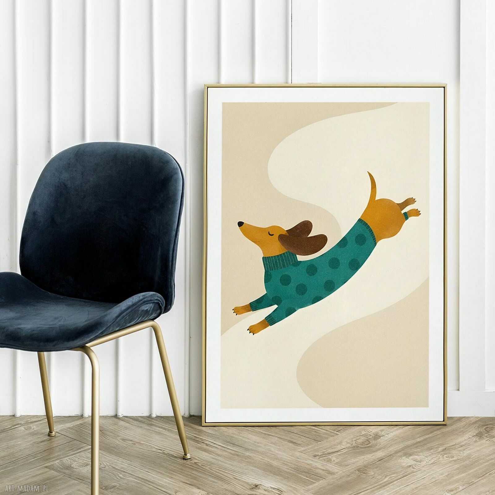 Plakat z jamnikiem - duża dekoracja ścienna 61x91 cm
