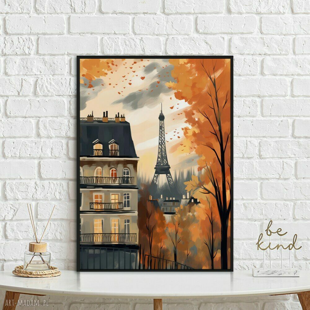 Plakat Jesień w Paryżu v2 50x70 cm - jesienny klimat Paryża do Twojego salonu