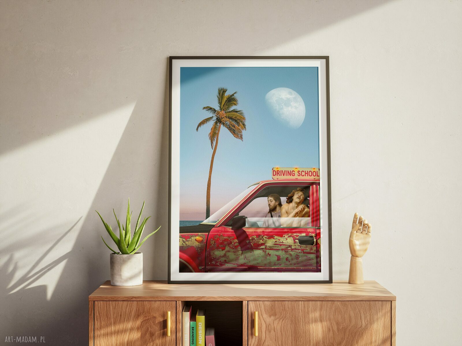 Plakat Jezus Chrystus Super Drive 50x70 cm - kolaż pop-surrealistyczny z humorem