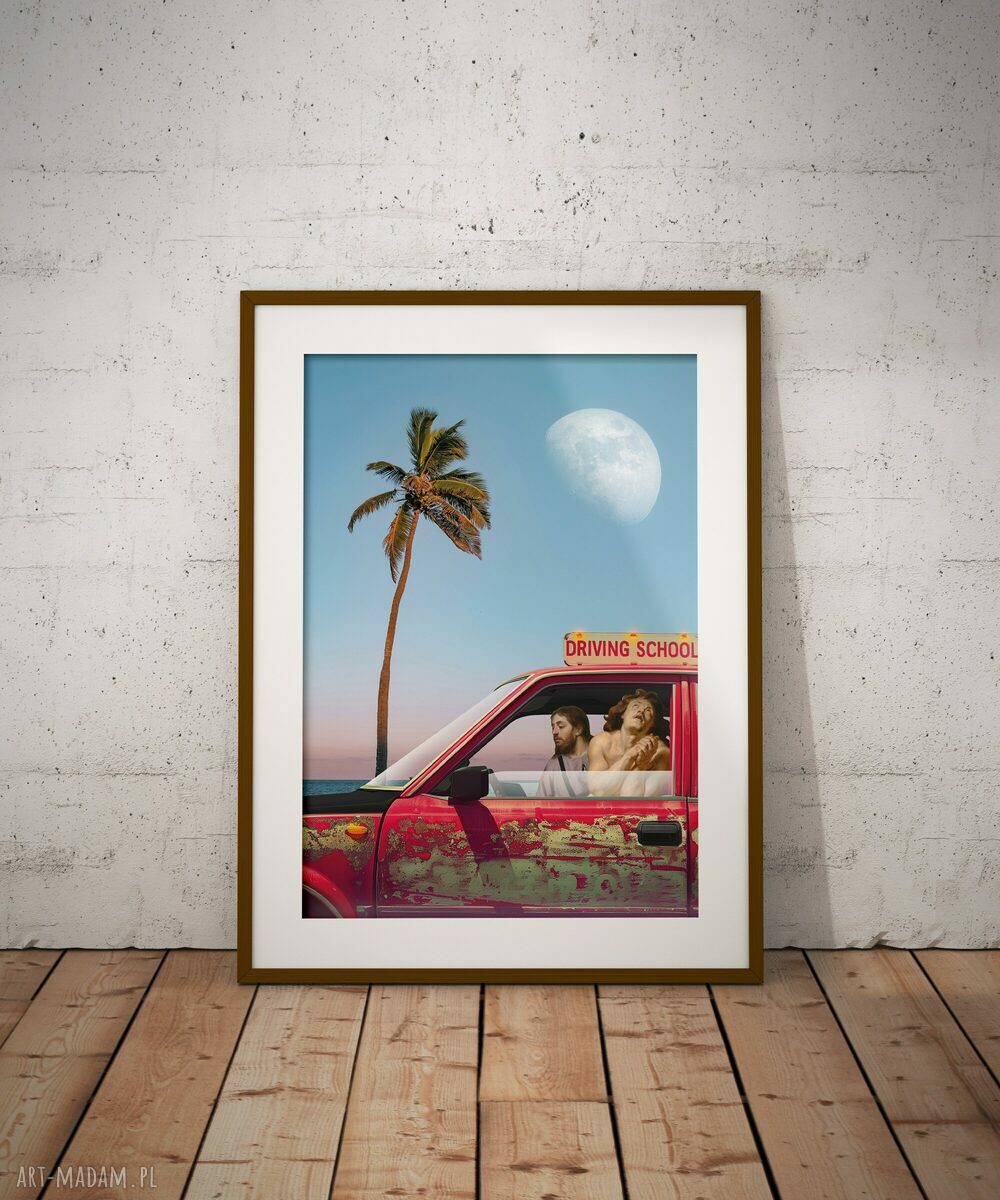 Plakat Jezus Chrystus Super Drive 30x40 cm z humorem