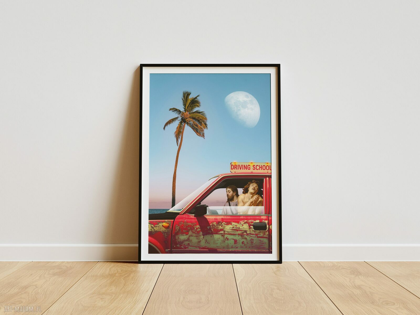 Plakat Jezus Chrystus Super Drive 50x70 cm - kolaż pop-surrealistyczny z humorem