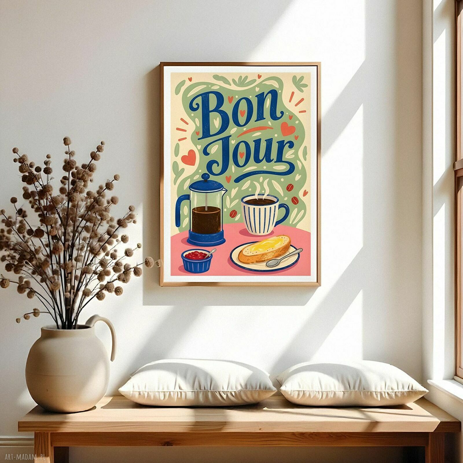 Plakat Kawa Bonjour 40x50 cm - ilustracja