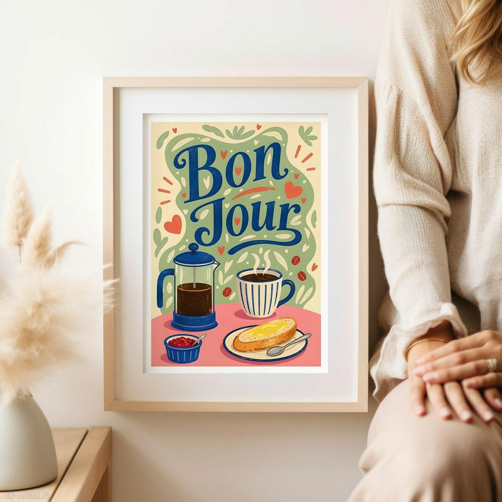 Plakat Kawa Bonjour 40x50 cm - ilustracja