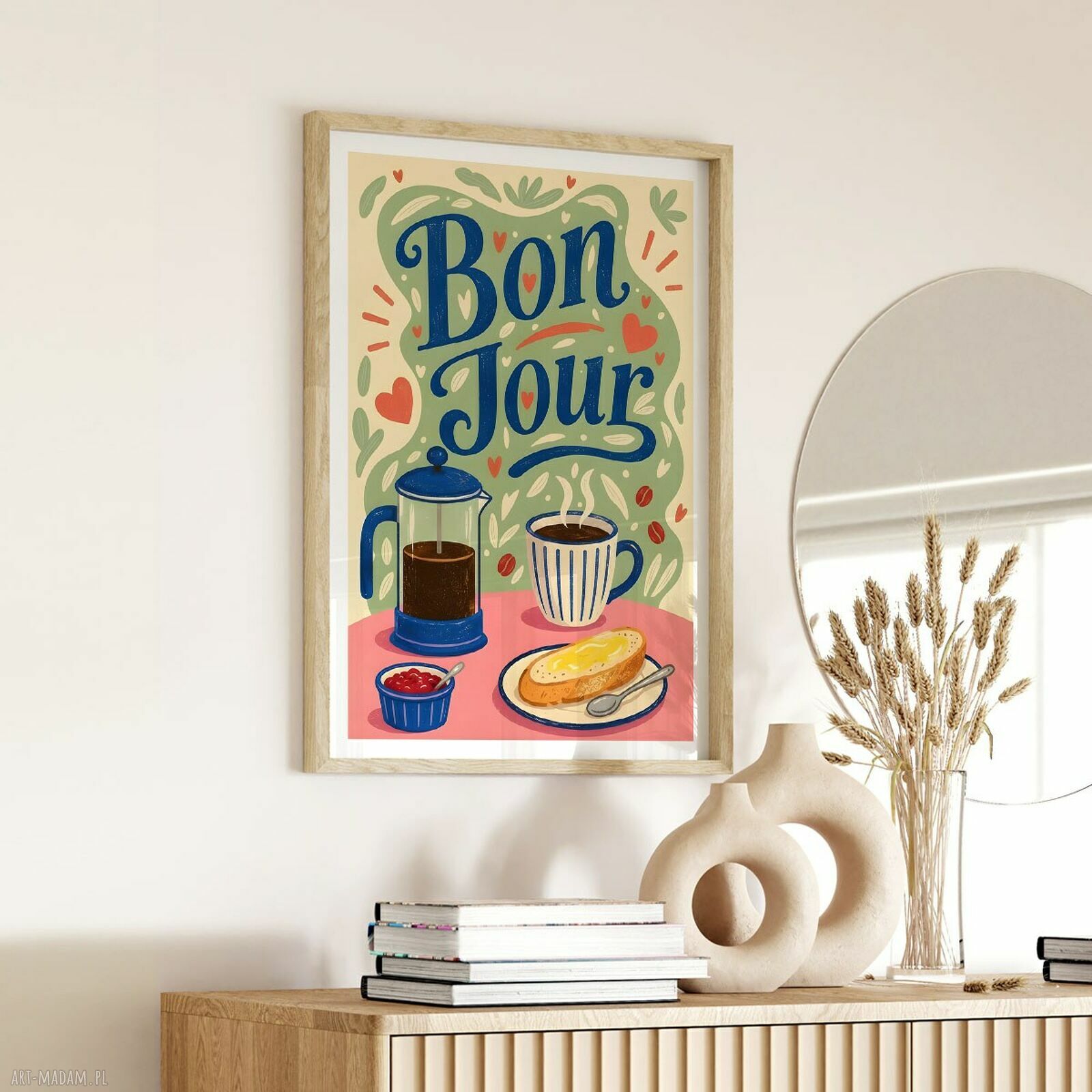 Plakat Kawa Bonjour 40x50 cm - ilustracja