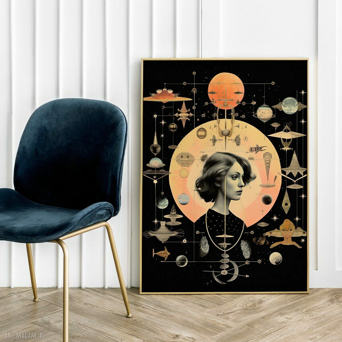 Plakat Kobieta Kolaż Astrologia A4 dla Dziewczyny - autorski wzór