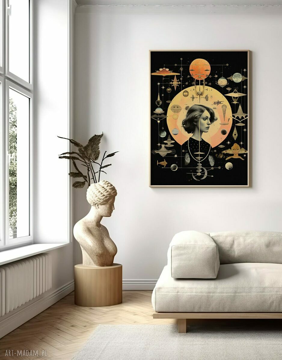 Plakat Kobieta Kolaż Astrologia A4 dla Dziewczyny - autorski wzór