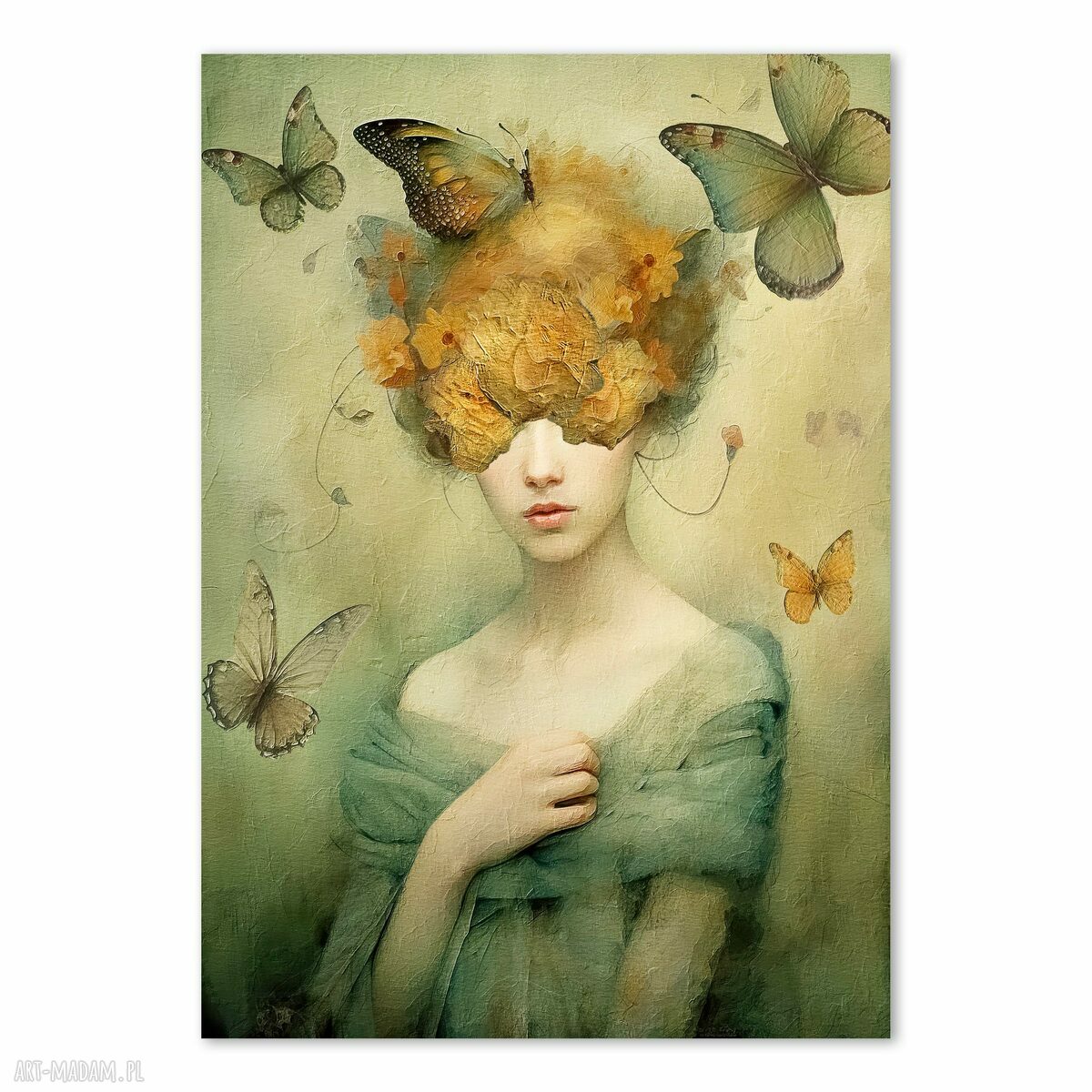 Plakat Kobieta, Motyle i Kwiaty 50x70 cm (2-0249)