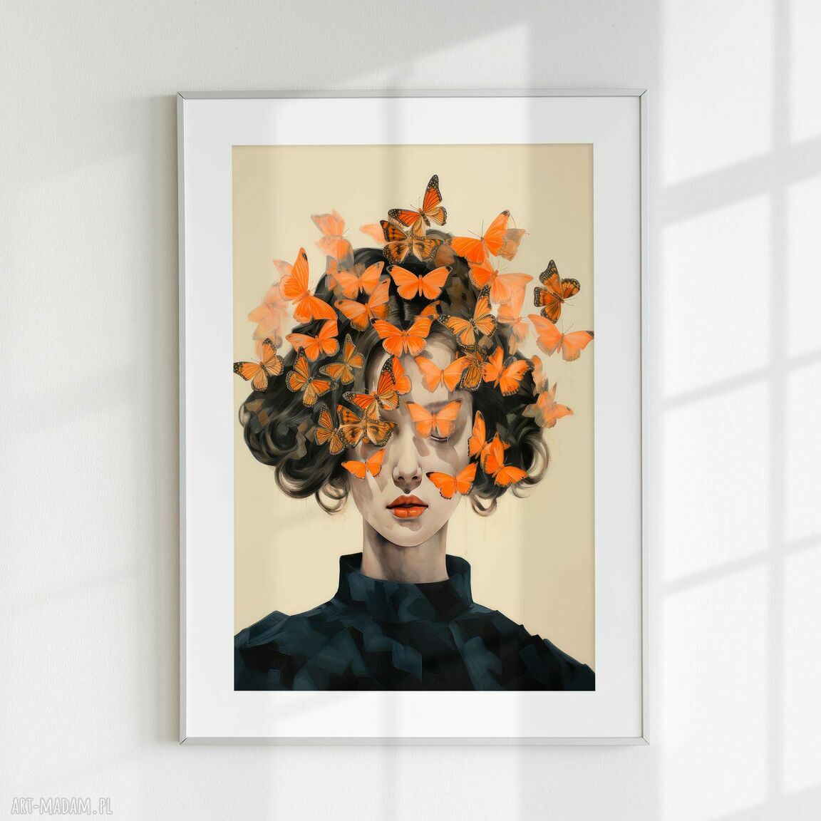 Plakat Kobieta i Motyle 40x50 cm - kobieca dekoracja na ścianę