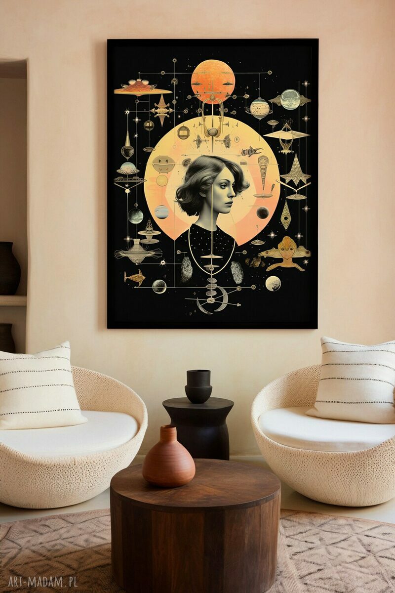 Plakat kobieta kolaż astrologia 50x70 cm - nowoczesna grafika z charakterem