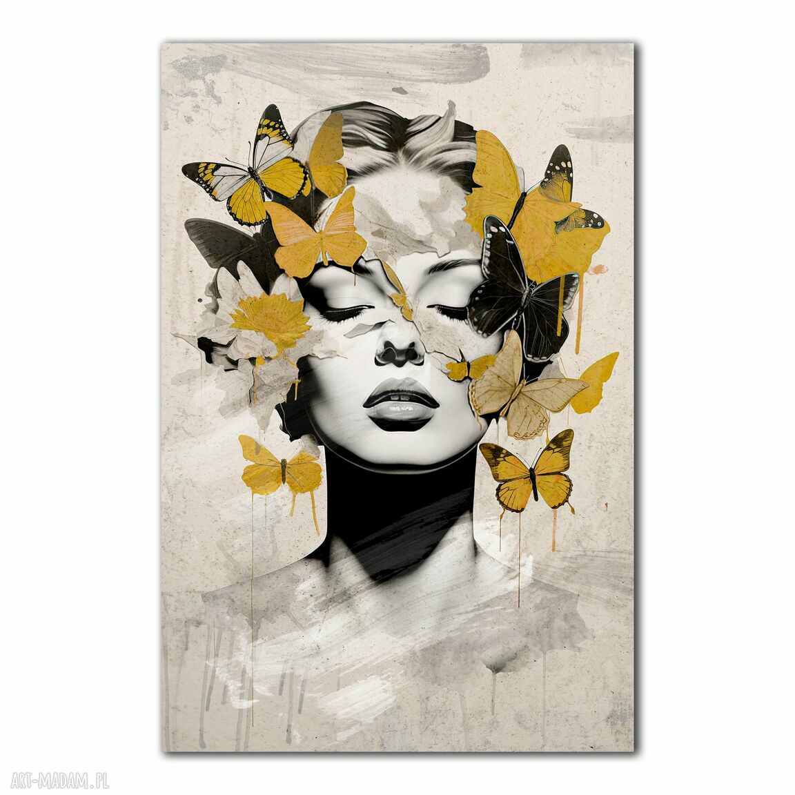 Plakat Kobieta i Motyle 61x91 cm - autorska grafika do salonu