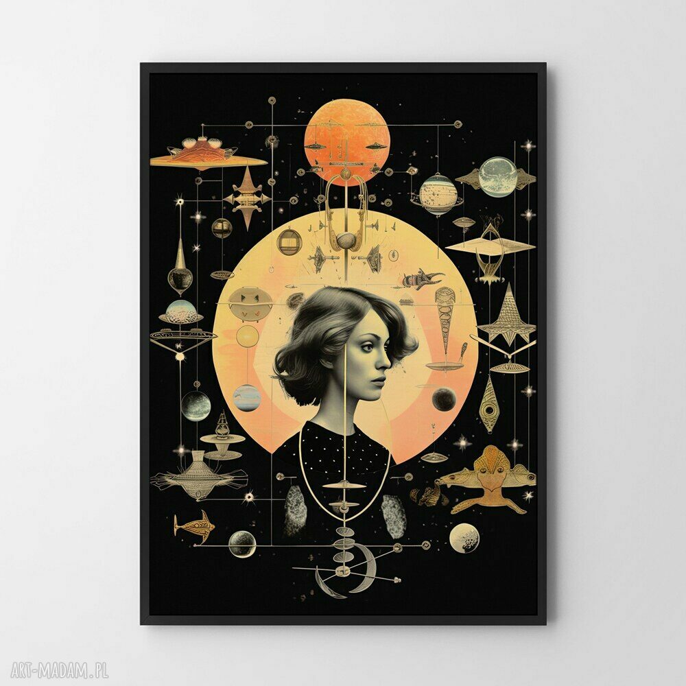 Plakat kobieta kolaż astrologia 50x70 cm - nowoczesna grafika z charakterem