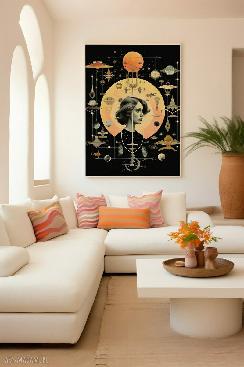 Plakat Kobieta Kolaż Astrologia A4 dla Dziewczyny - autorski wzór