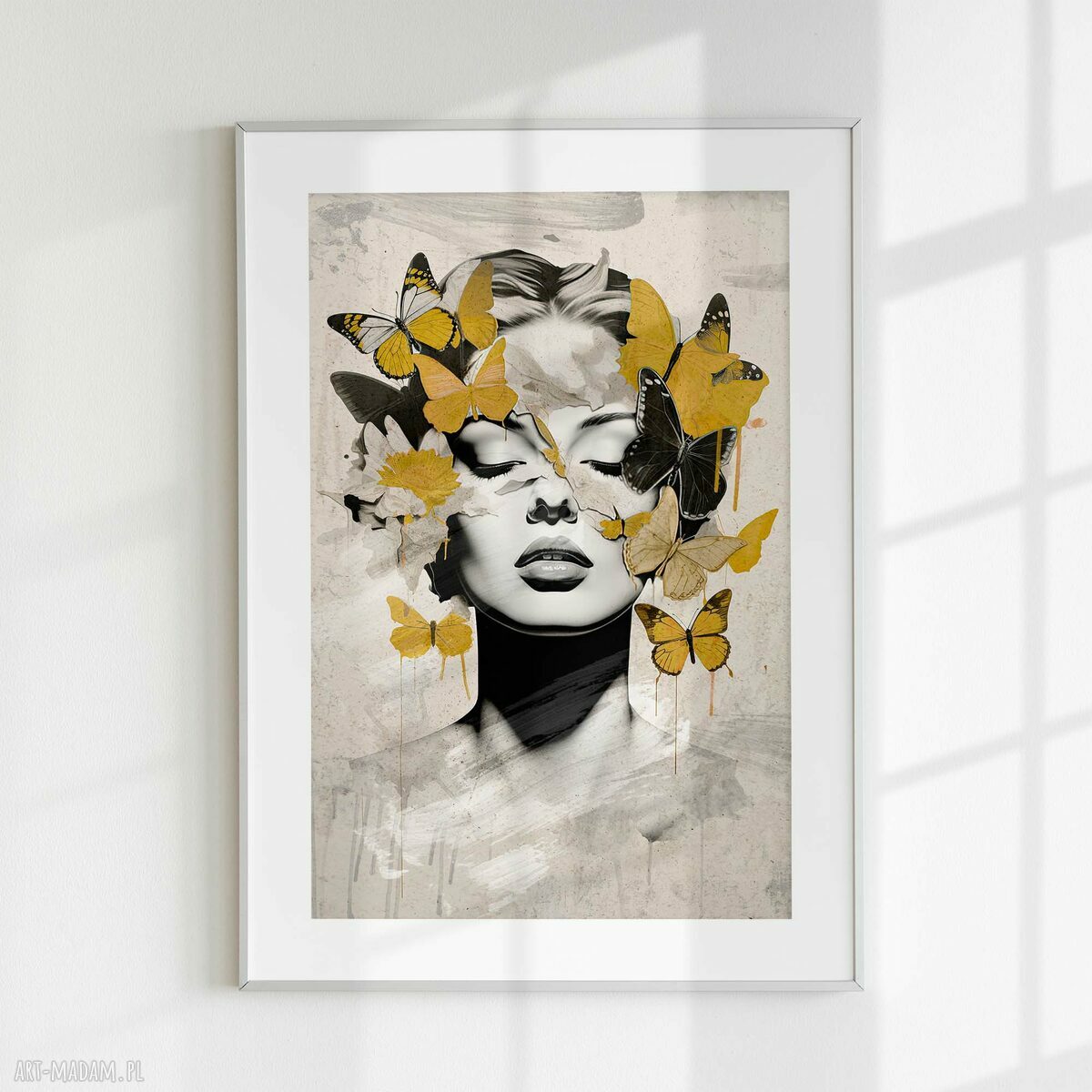 Plakat Kobieta i Motyle 61x91 cm - autorska grafika do salonu