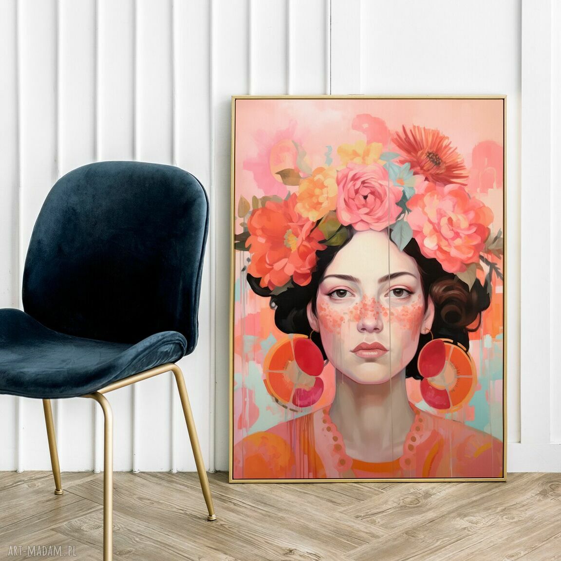 Kolorowy plakat kobieta i dziewczyna z kwiatami - 40x50 cm