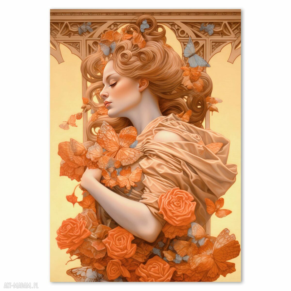 Plakat Kobieta z kwiatami 50x70 cm - do salonu i sypialni