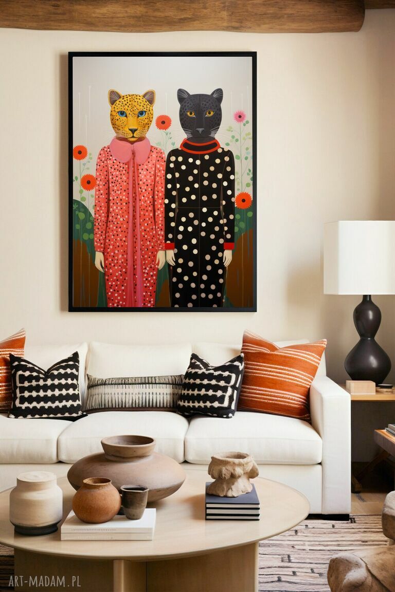 Plakat Koci duet 40x50 cm - grafika koty i zabawny klimat do Twojego wnętrza