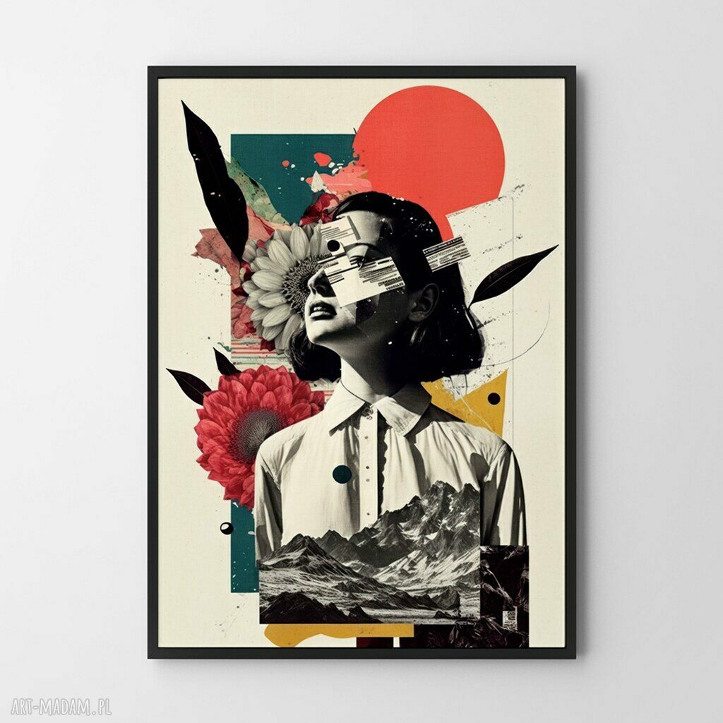 Plakat kobiecy kolaż Dziewczyna w kolorze - 61x91 cm do sypialni