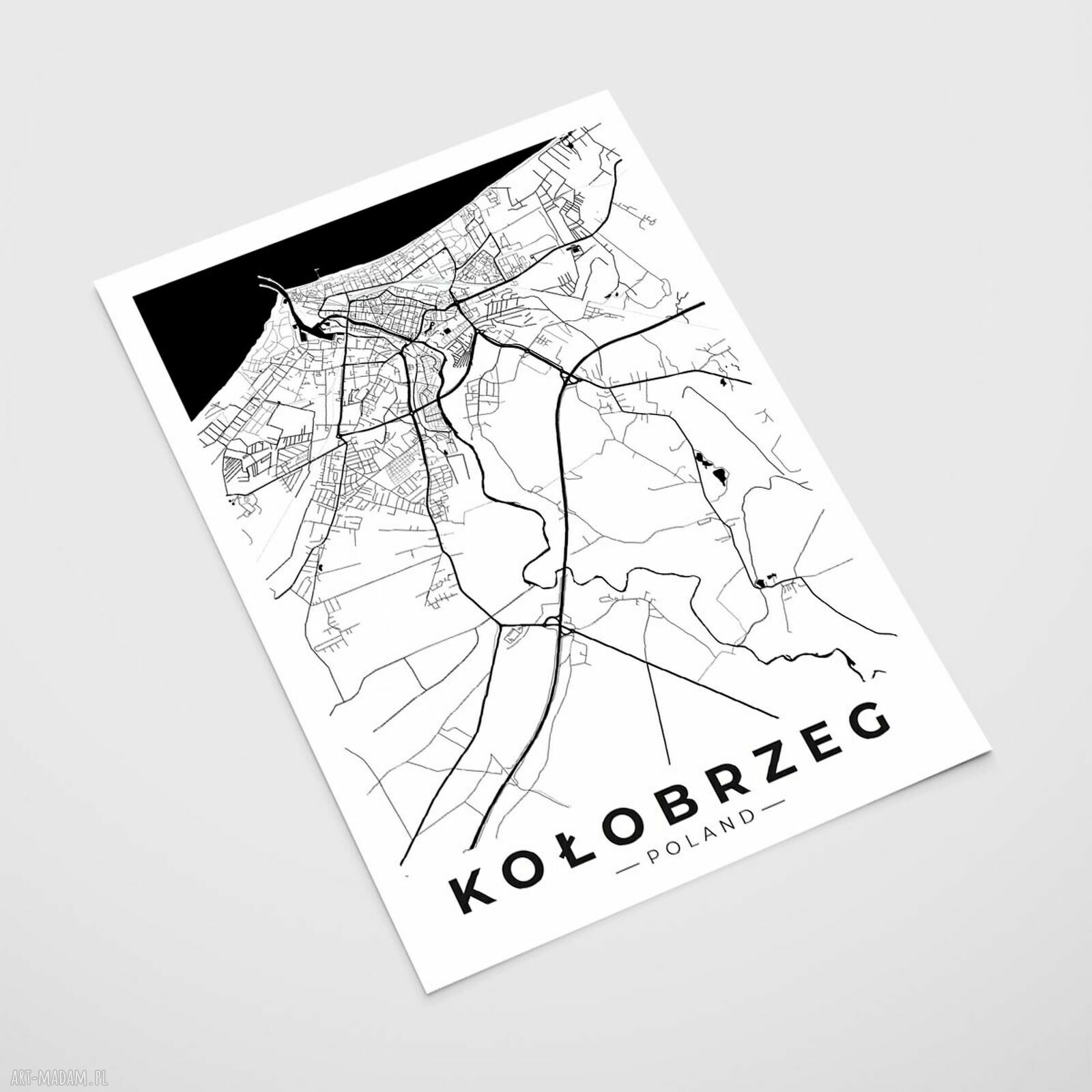 Plakat Kołobrzeg mapa Kołobrzegu - format A4 (21x29,7 cm)