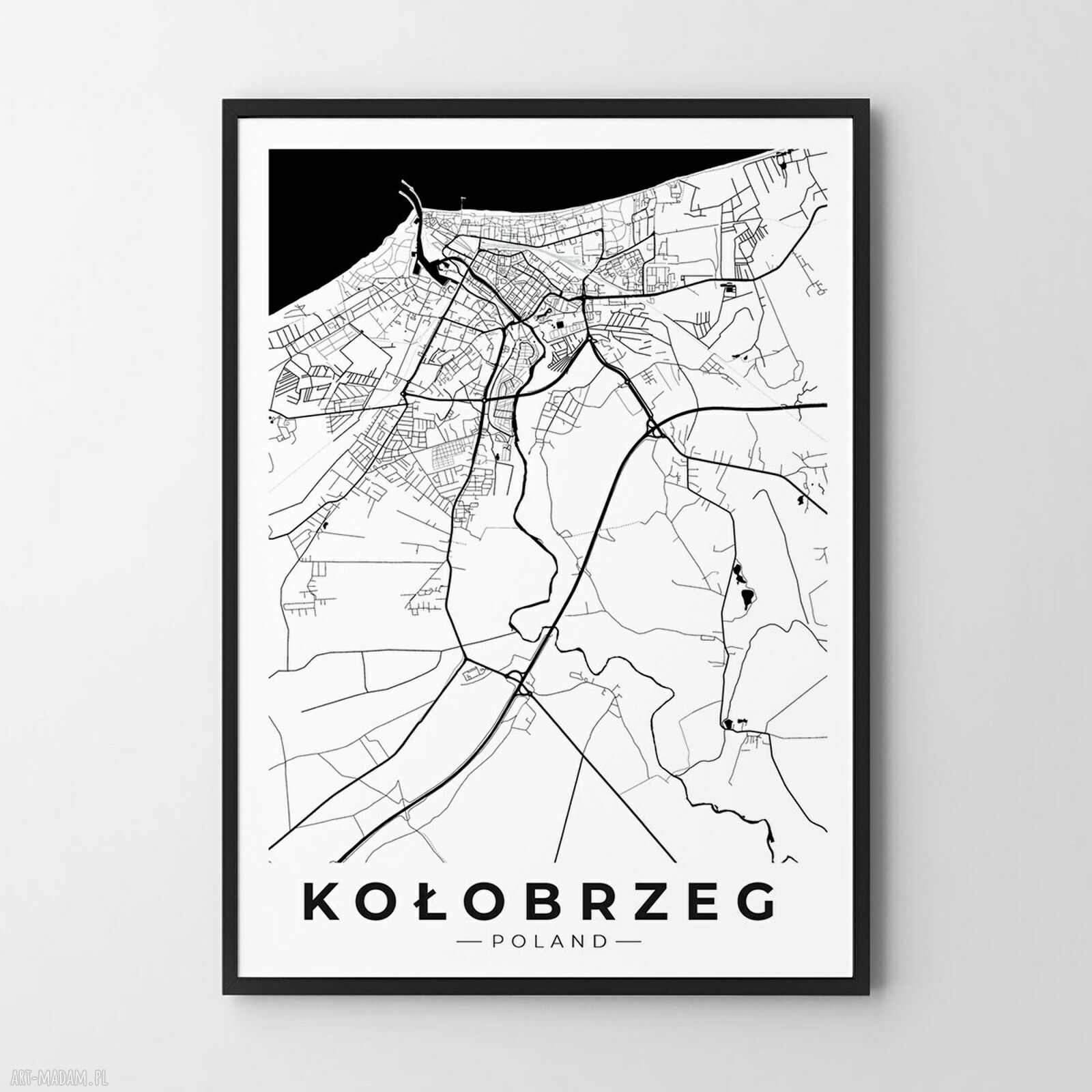 Plakat Kołobrzeg - mapa Kołobrzegu 40x50 cm do salonu
