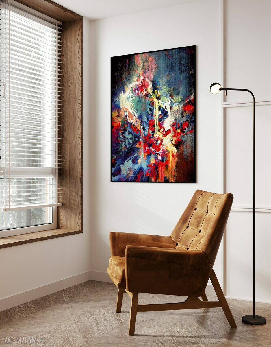 Plakat kolorowa abstrakcja w czarnej ramie - format 61x91 cm