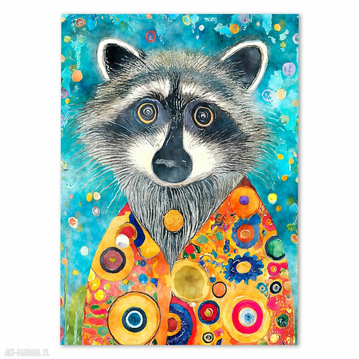 Plakat z kolorowym szopem praczem 50x70 cm - dekoracja do pokoju dziecka