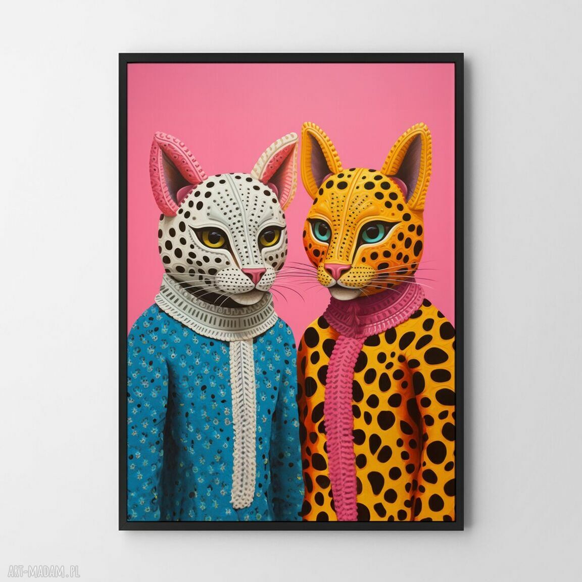 Plakat Koty 61x91 cm - Hogstudio, wersja różowa dla dziewczyny i kobiety
