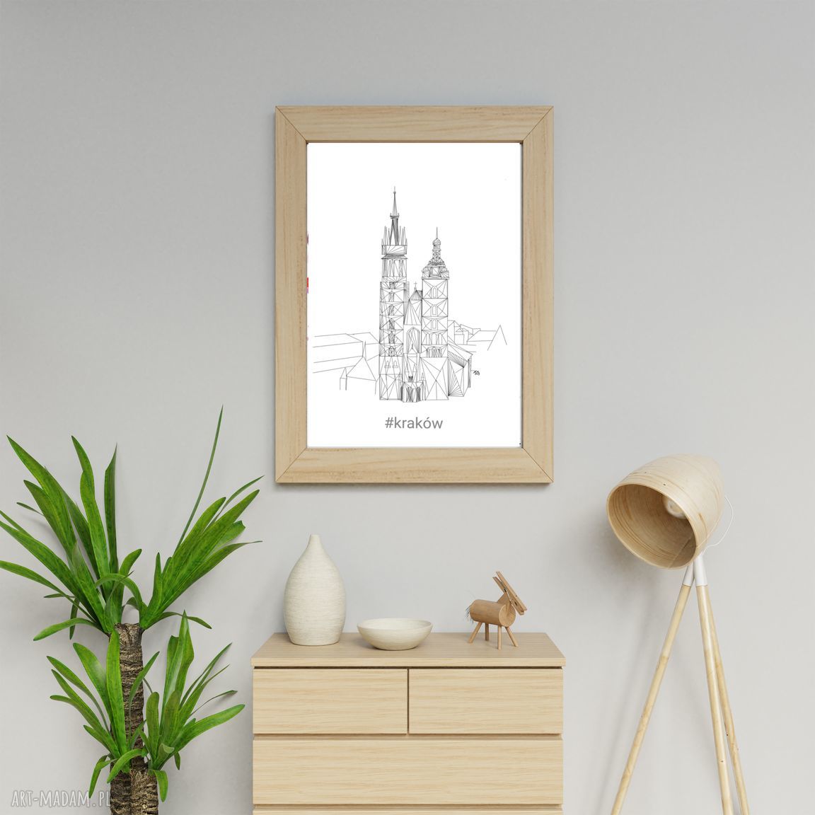 Kraków - plakat grafika w stylu skandynawskim