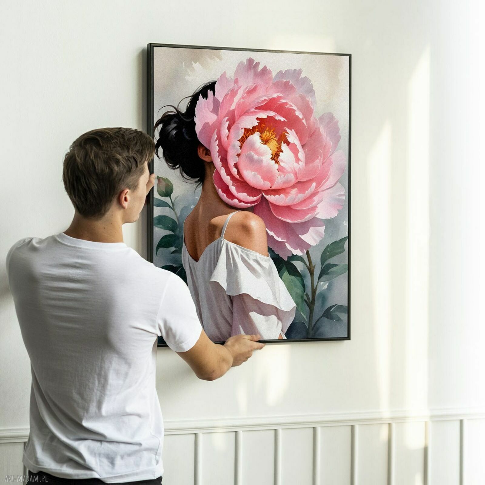 Plakat Kwiatowa dziewczyna - format 40x50 cm - kwiat portret róż