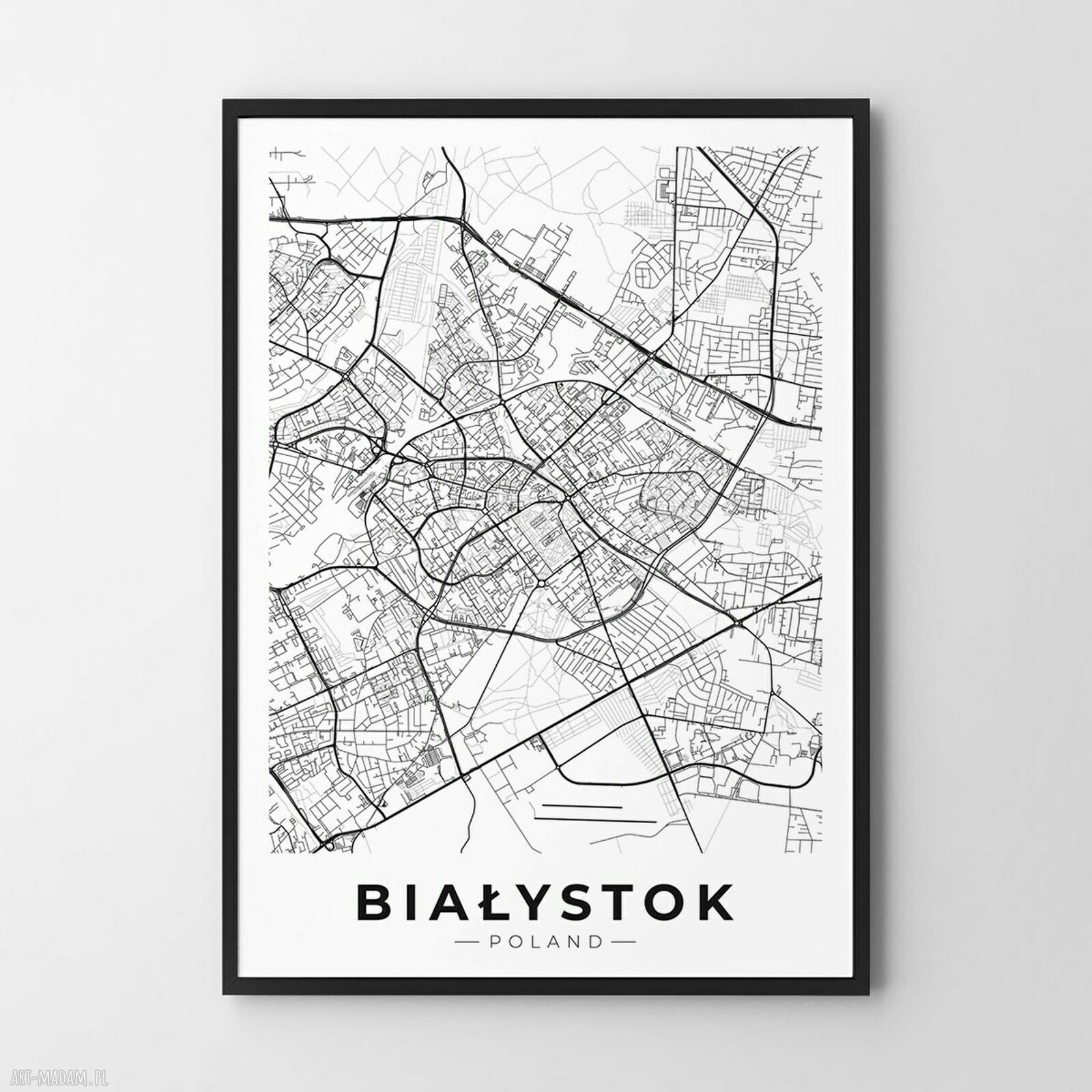 Plakat Mapa Białystok - format A4 premium papier satynowy i nowoczesny druk