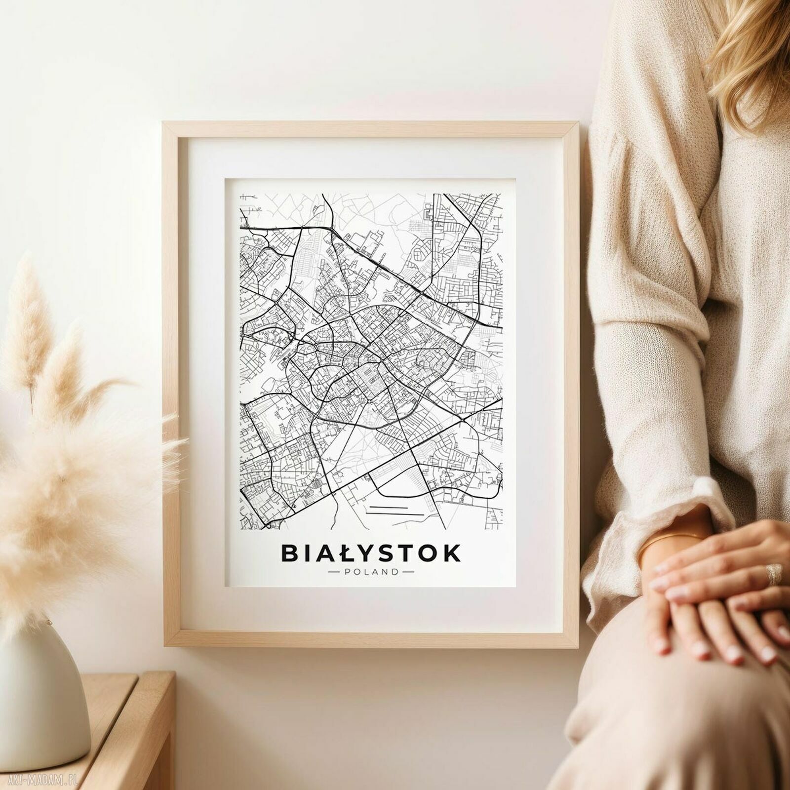 Plakat Mapa Białystok - format A4 (premium papier satynowy i nowoczesny druk)