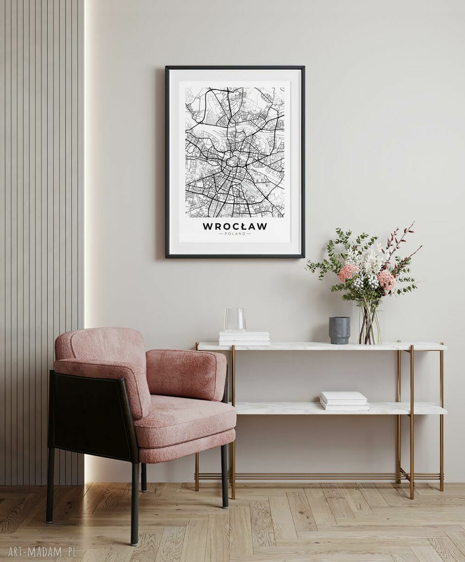 Plakat mapa Wrocławia - format A4 (szarość i czerń)