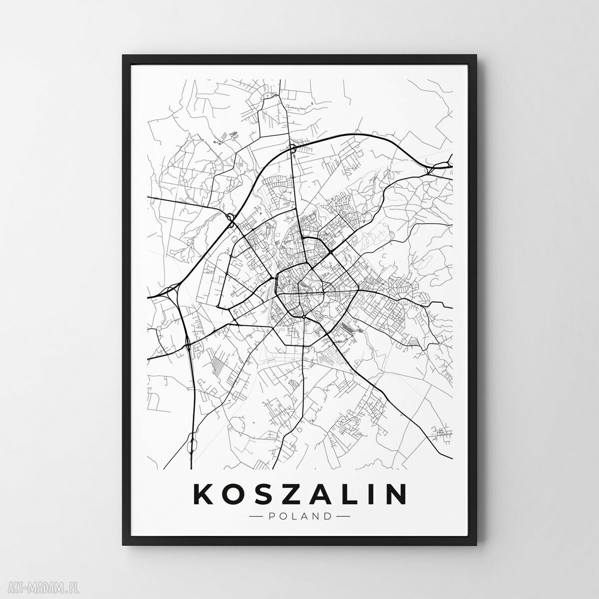 Plakat Mapa Koszalin 61x91 cm - mapy miast