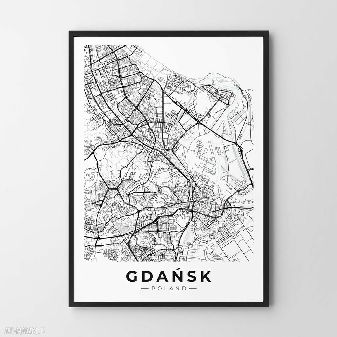 Plakat mapa Gdańsk 61x91 cm do salonu