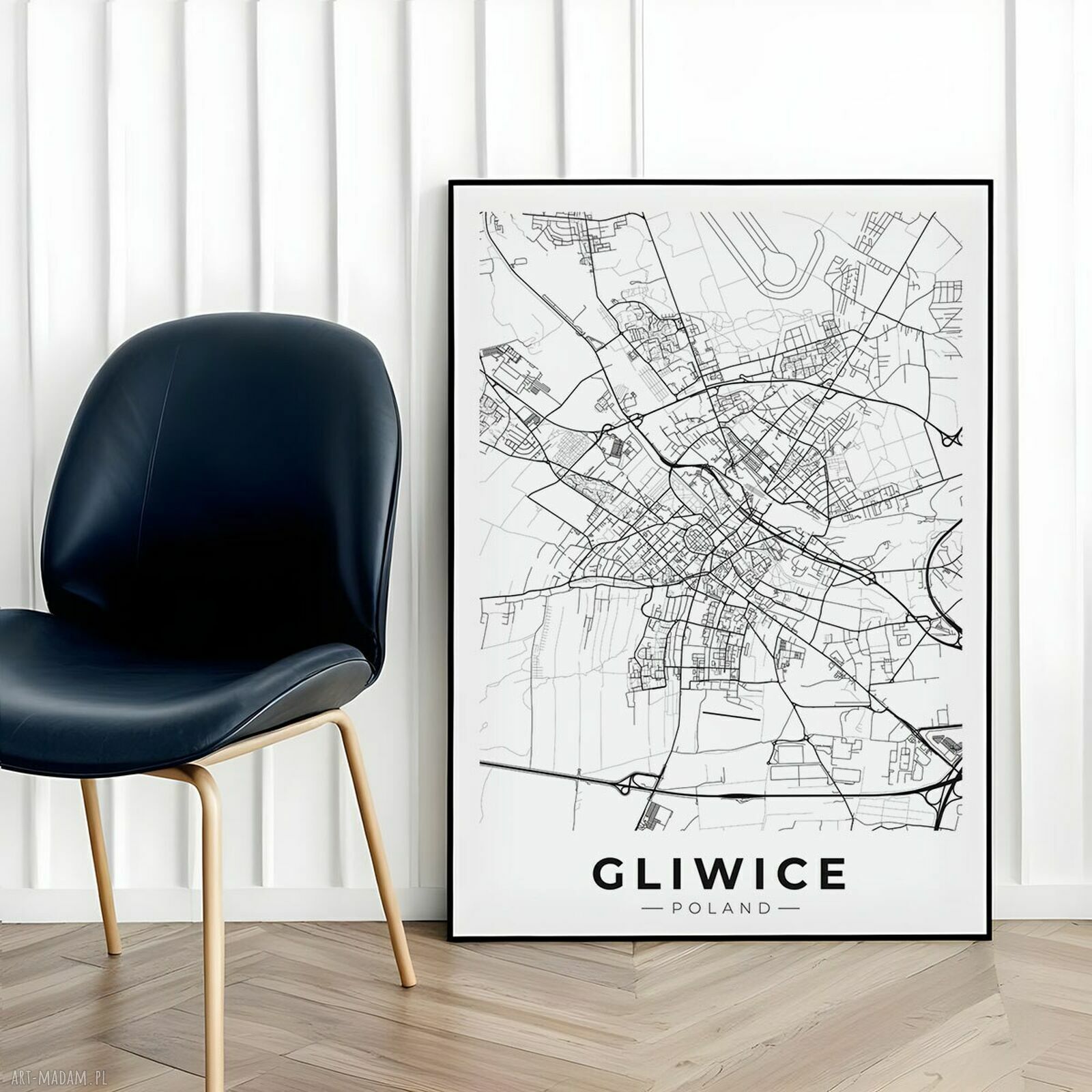 Plakat mapa Gliwice - format 50x70 cm B2