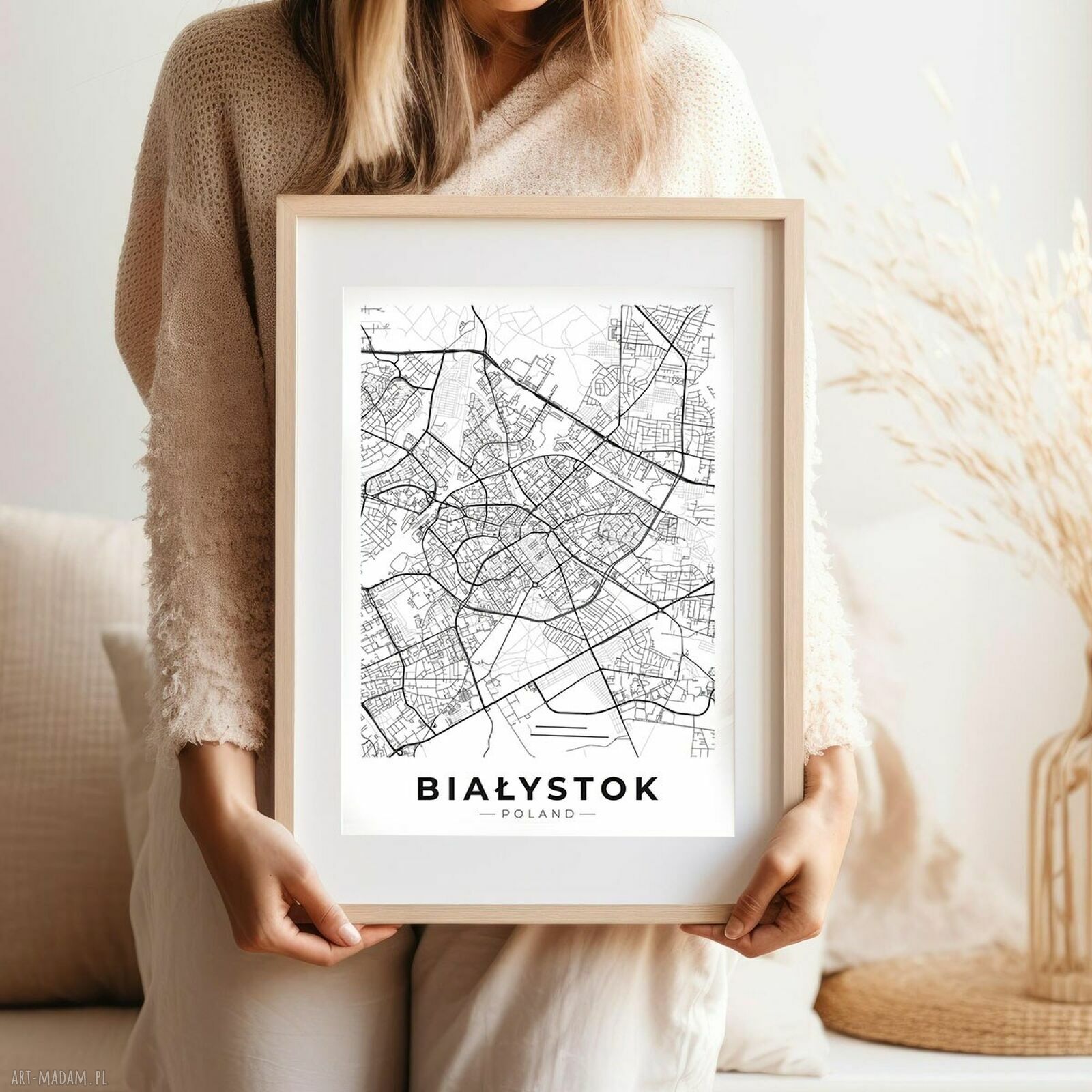 Plakat Mapa Białystok - format A4 (premium papier satynowy i nowoczesny druk)