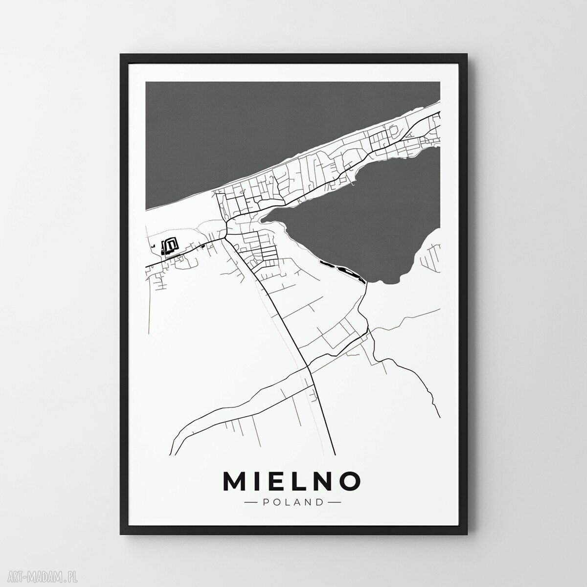 Plakat Mapa Mielno w formacie A4 - pamiątka z wakacji