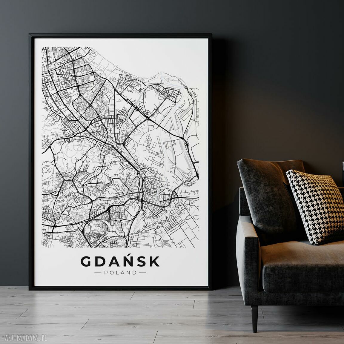 Plakat mapa miasta Gdańsk - format A4